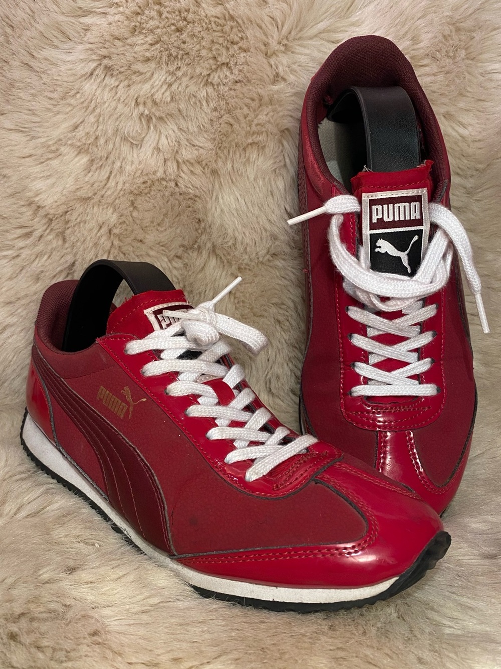 Puma Red & White Low-Top Sneakers